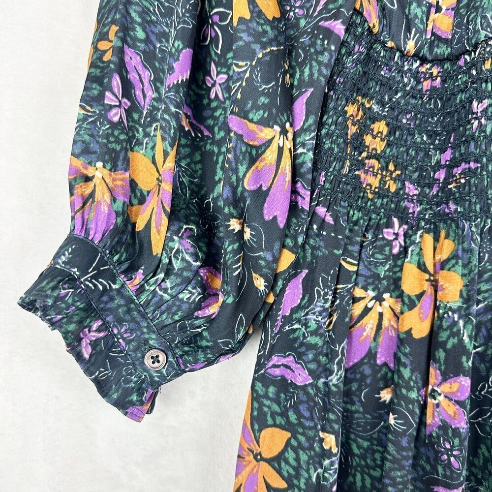 Current Air Floral Tiered Ruffle Mini Dress Size Small Smock Waist Cottage Boho - Picture 5 of 8